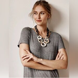 J Jill Wearever Collection Midi T Shirt Dress Gray/Brown Pleated Back XL Petite